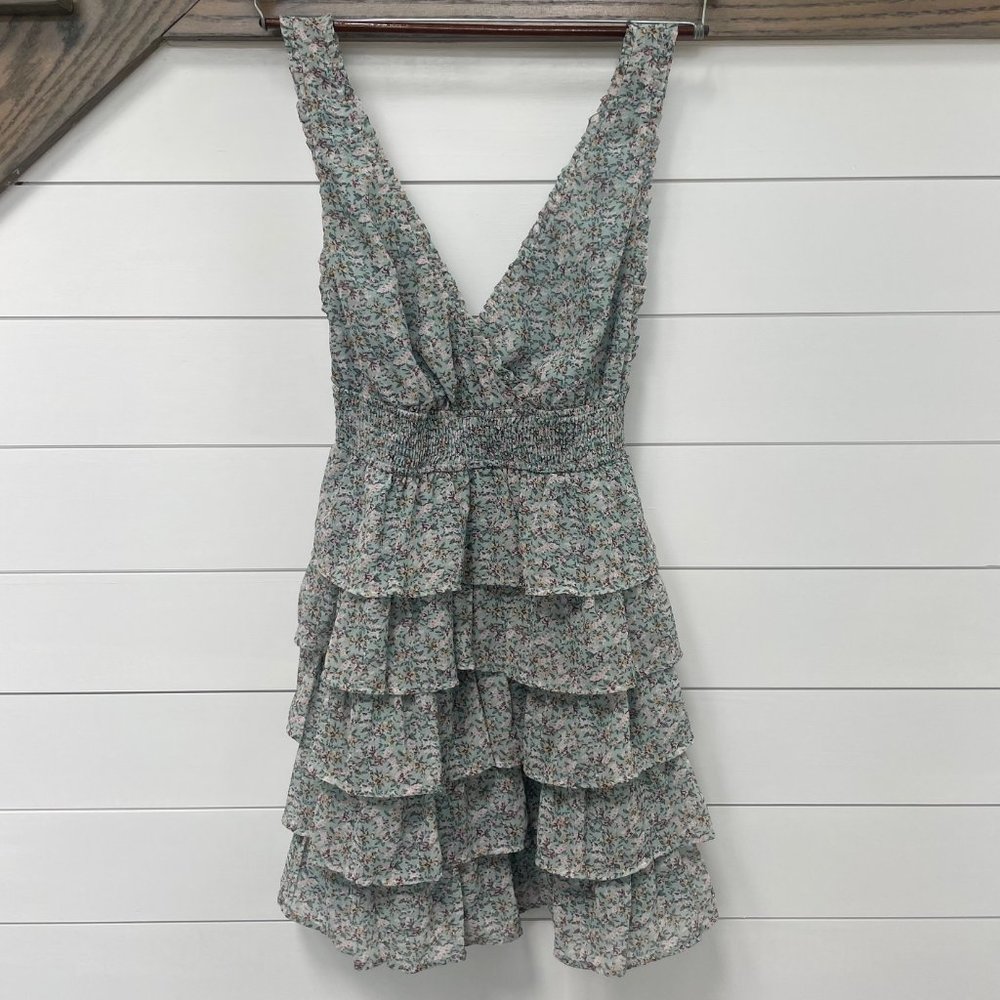 STORIA Gabi Green Floral Mini Dress - Size Medium - NWT